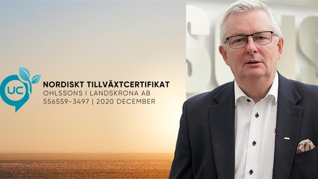 Ohlssons tilldelas Nordiskt Tillväxtcertifikat från UC